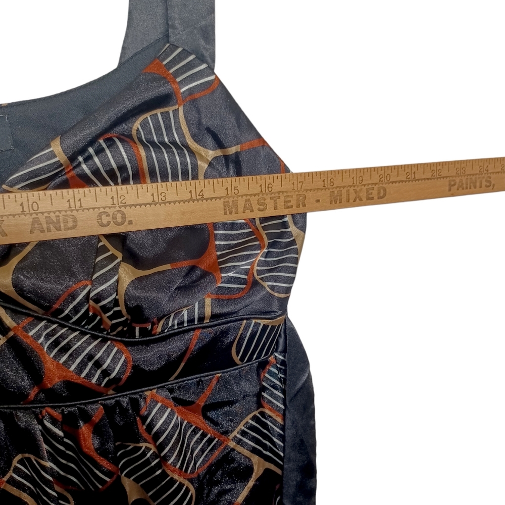 STUDIO 1940 Brown White Stripe Print Black Sleeveless Top Medium - Picture 6 of 8